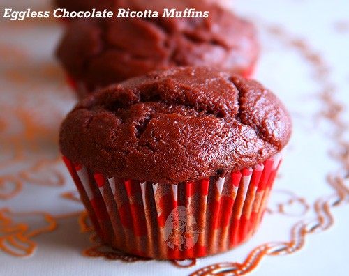 Eggless Chocolate Ricotta Muffins