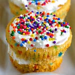Eggless Layered Confetti Cupcakes Eggless Layered Confetti Cupcakes