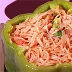 Upma Stuffed in Green Bell Pepper Upma Stuffed in Green Bell Pepper