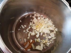 Heat The Oil. Sautee Bay Leaf Onion and Garlic. Heat The Oil. Sautee Bay Leaf Onion and Garlic.