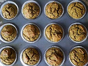 Banana spinach muffins ready Banana spinach muffins ready