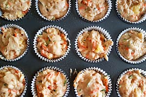 Fill muffin cups with batter. Fill muffin cups with batter.