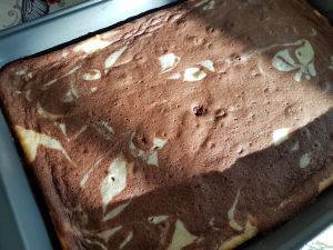 Baked Eggless Marble Cake.