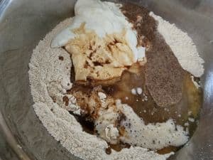 Stir In The Wet Ingredients Into The Flour Mix Stir In The Wet Ingredients Into The Flour Mix
