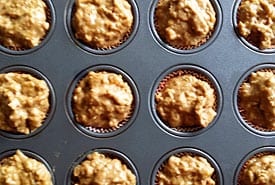 Put batter into baking pan Put batter into baking pan