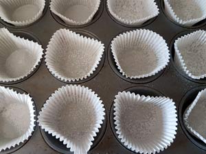 8. Line muffin tin. 8. Line muffin tin.