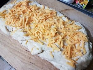 Roll Dough Into Rectangle Sprinkle Cheese Roll Dough Into Rectangle Sprinkle Cheese