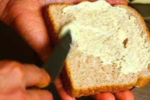 Spread the mayo on bread. Spread the mayo on bread.