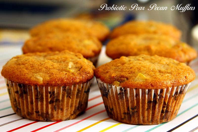 Probiotic Pear Pecan Muffins