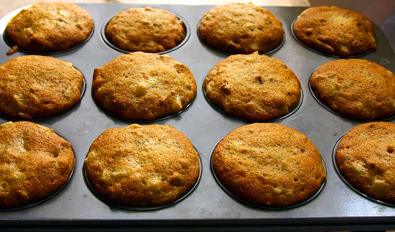 Right from the oven - freshly baked pear muffins Right from the oven - freshly baked pear muffins