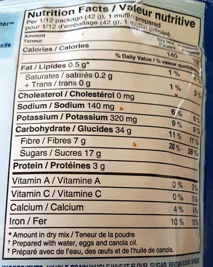 Apple Bran Muffin Mix Nutrition Facts Apple Bran Muffin Mix Nutrition Facts