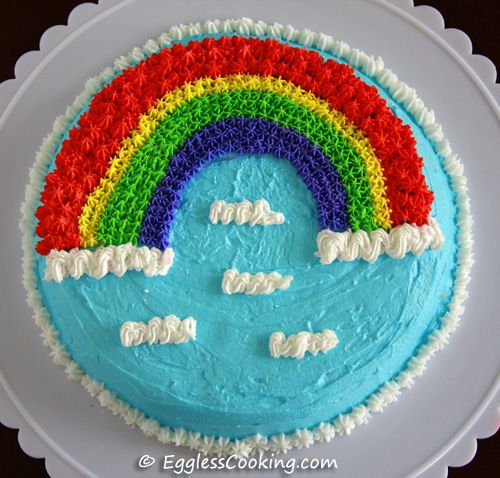 Eggless Rainbow Cake