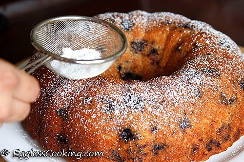 Blueberry Oats Bundt Sprinkle Powdered Sugar