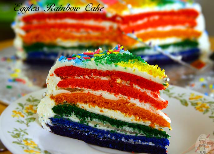 Eggless Rainbow Cake Eggless Rainbow Cake