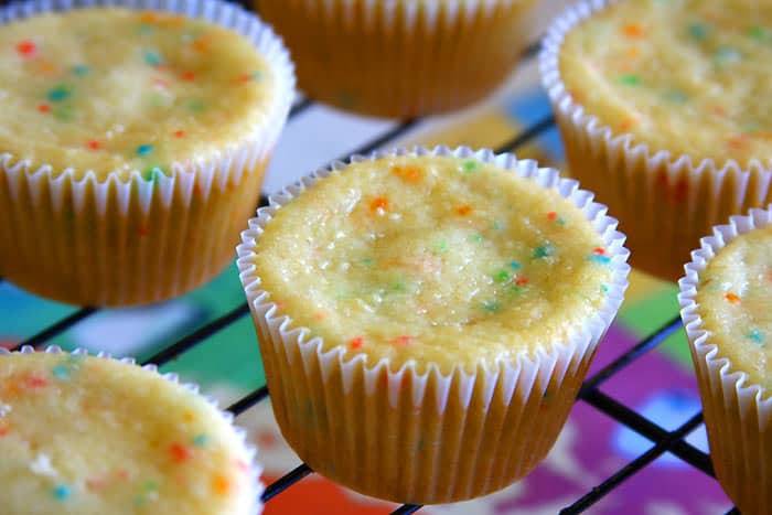 Eggless Confetti Cupcakes Before Frosting