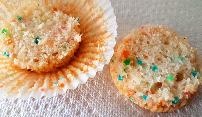 Confetti Cupcakes Cut in half. Confetti Cupcakes Cut in half.