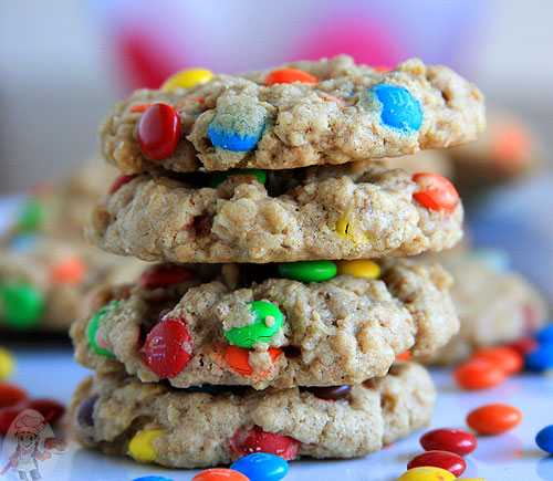 Egg Free Oatmeal M&M Cookies