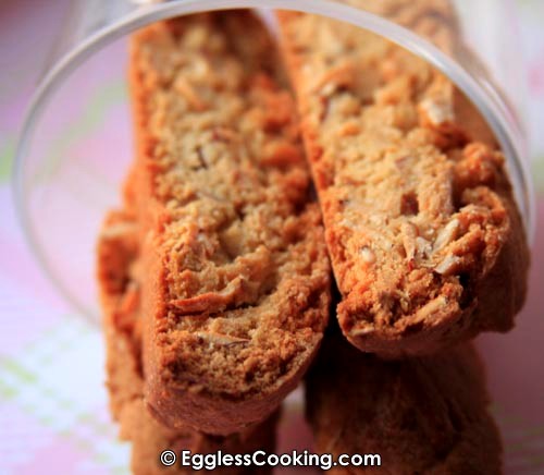 Eggless Almond Biscottis