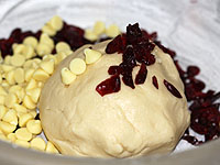 Add cranberries & White chocolate chips Add cranberries & White chocolate chips
