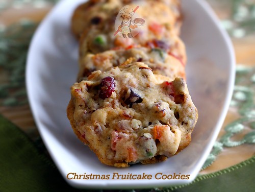 Eggless Christmas Fruitcake Cookies