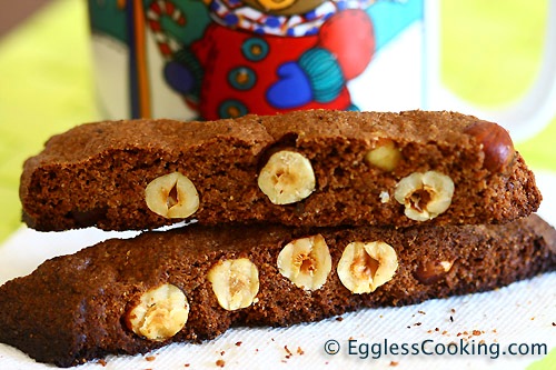 vegan chocolate hazelnut biscottis