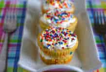 Eggless Layered Confetti Cupcakes