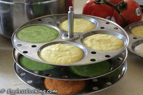 Pour Colorful Idli Batter