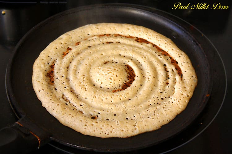 pearl millet dosa on pan