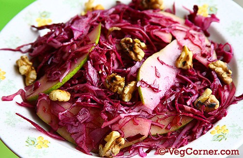 Red Cabbage and Pear Salad