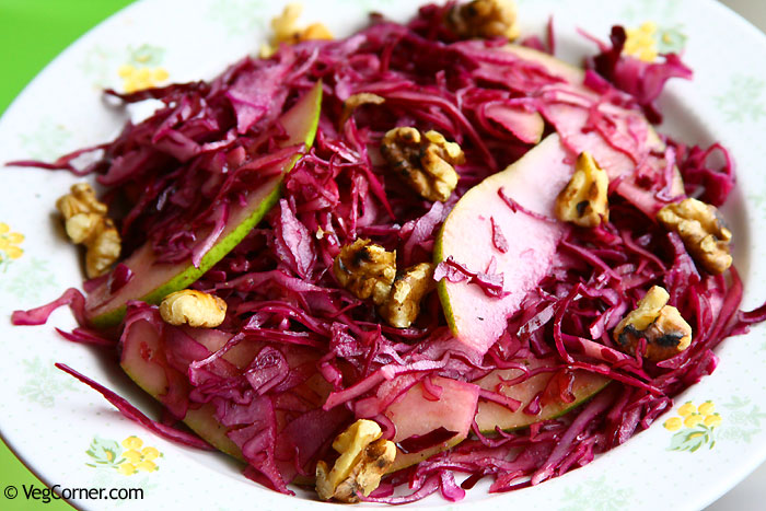 Red Cabbage Pear Salad