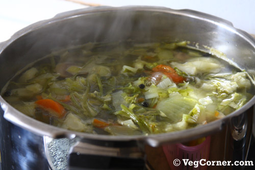 Homemade Vegetable Broth: Bring it to boil