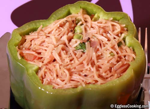 Upma Stuffed in Green Bell Pepper Upma Stuffed in Green Bell Pepper