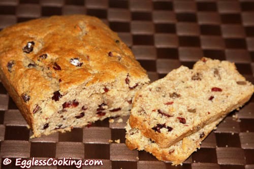 Vegan Cranberry Nut Quick Bread using Flax Seed Meal