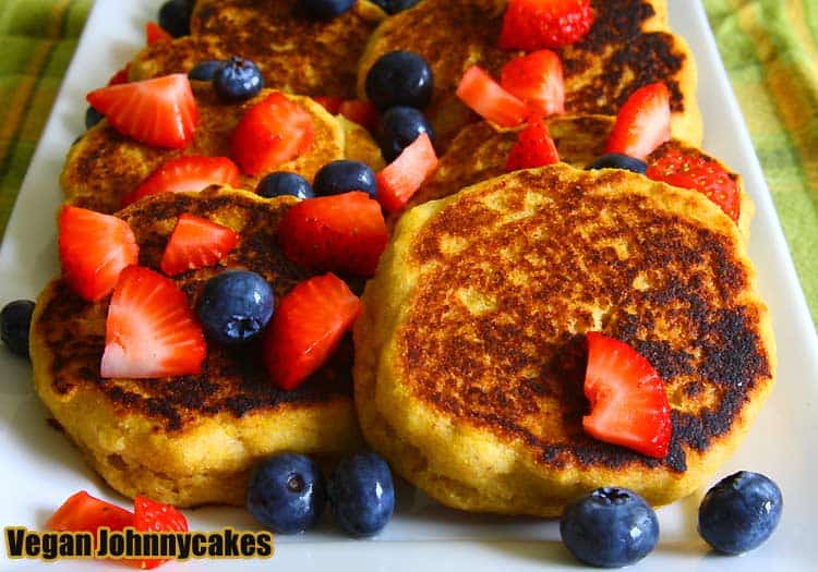 Vegan Johnny Cakes (Cornmeal Pancakes)