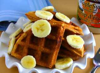 vegan peanut butter banana waffles