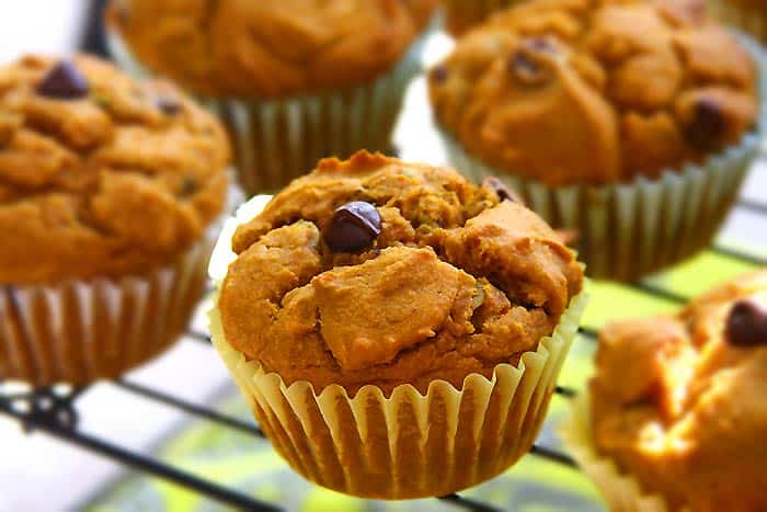 Whole Wheat Vegan Pumpkin Chocolate Chip Muffins