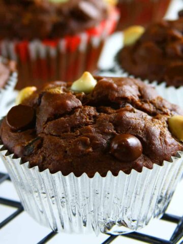 Chocolate Zucchini Banana Muffins