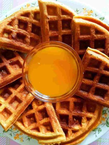 Vegan Whole Wheat Mango Waffles