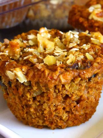 Eggless Apple Oatmeal Muffins